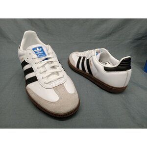 Adidas Samba OG J Sneakers Leather Black White Gum Boys Size 4 NEW NO BOX!